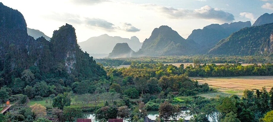 Vang Vieng 1 Scène de vie dans les campagnes de la région de Vang Vieng